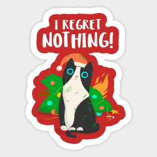 I regret nothing - Cat Christmas Tree Sticker